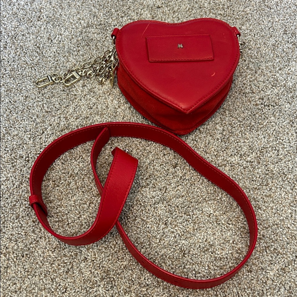 Maje Red Heart Crossbody or belt Bag Chain + leather belt - Picture 11 of 12